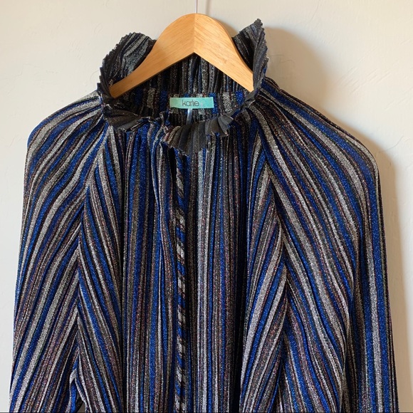 Karlie Metallic Blue/Silver/Multi Party Blouse - Picture 4 of 12